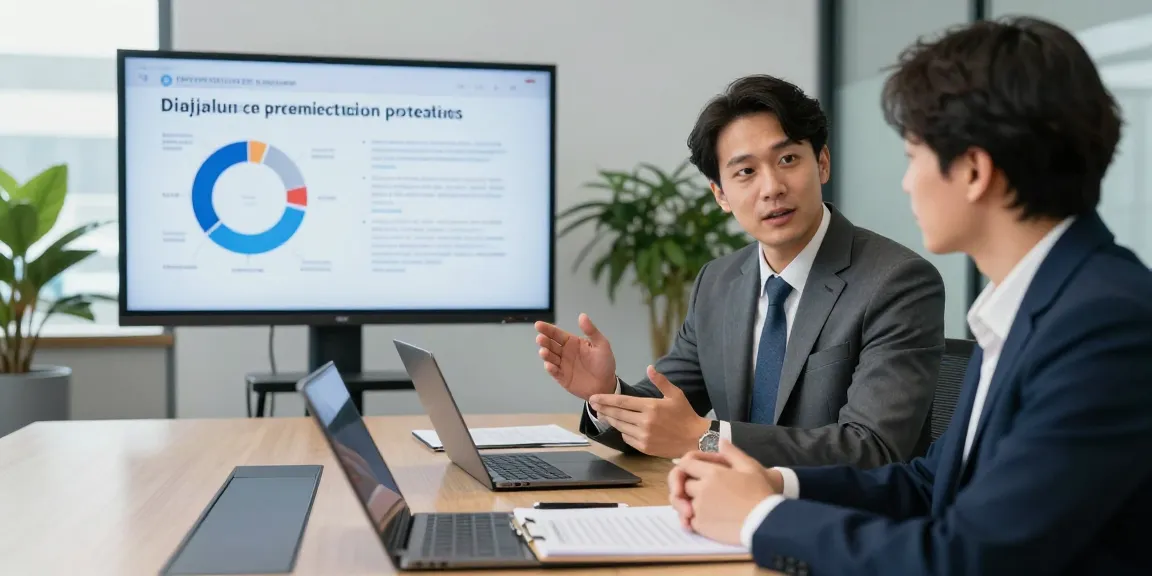 Professioneller Datenschutzberater diskutiert Lösungen für Startseite mit einem Geschäftspartner in modernem Büro.