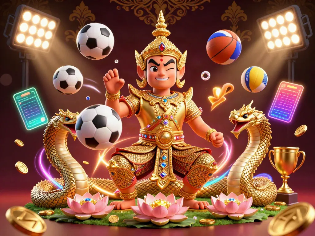 Engaging scene showcasing RED 88 casino with vibrant characters, sports elements, and dynamic energy.